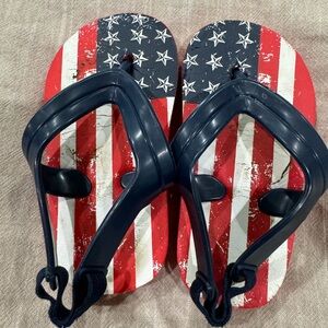 Baby American Flag Flip Flops. Size 6.